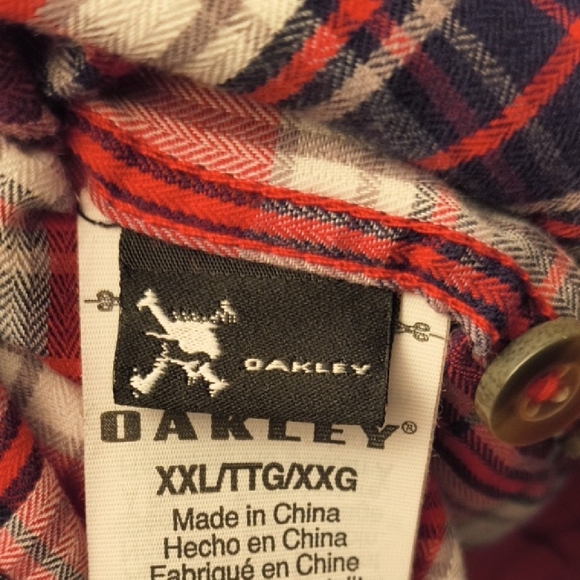 Oakley - Red and Blue Checkered Plaid Button-Down Shirt - Picture 7 of 8